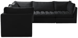 Jacob Velvet / Engineered Wood / Foam Contemporary Black Velvet Modular Sectional - 103" W x 104" D x 32" H