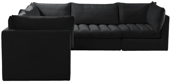 Jacob Velvet / Engineered Wood / Foam Contemporary Black Velvet Modular Sectional - 103" W x 104" D x 32" H