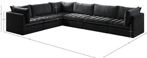 Jacob Velvet / Engineered Wood / Foam Contemporary Black Velvet Modular Sectional - 140" W x 104" D x 32" H