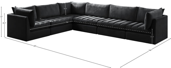 Jacob Velvet / Engineered Wood / Foam Contemporary Black Velvet Modular Sectional - 140" W x 104" D x 32" H