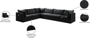 Jacob Velvet / Engineered Wood / Foam Contemporary Black Velvet Modular Sectional - 140" W x 104" D x 32" H