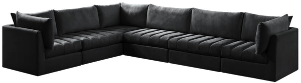 Jacob Velvet / Engineered Wood / Foam Contemporary Black Velvet Modular Sectional - 140" W x 104" D x 32" H