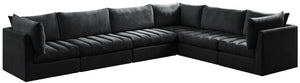 Jacob Velvet / Engineered Wood / Foam Contemporary Black Velvet Modular Sectional - 140" W x 104" D x 32" H