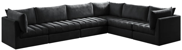 Jacob Velvet / Engineered Wood / Foam Contemporary Black Velvet Modular Sectional - 140" W x 104" D x 32" H