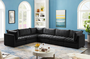Jacob Velvet / Engineered Wood / Foam Contemporary Black Velvet Modular Sectional - 140" W x 104" D x 32" H