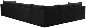 Jacob Velvet / Engineered Wood / Foam Contemporary Black Velvet Modular Sectional - 140" W x 104" D x 32" H