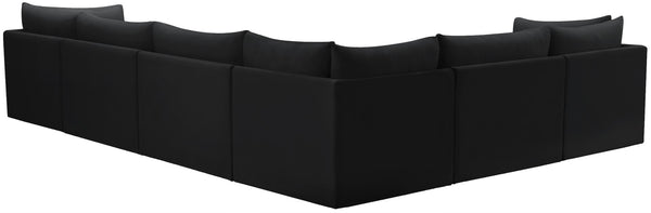 Jacob Velvet / Engineered Wood / Foam Contemporary Black Velvet Modular Sectional - 140" W x 104" D x 32" H