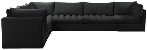 Jacob Velvet / Engineered Wood / Foam Contemporary Black Velvet Modular Sectional - 140" W x 104" D x 32" H