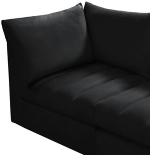 Jacob Velvet / Engineered Wood / Foam Contemporary Black Velvet Modular Sectional - 140" W x 104" D x 32" H