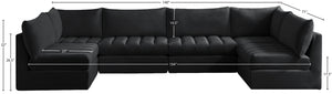 Jacob Velvet / Engineered Wood / Foam Contemporary Black Velvet Modular Sectional - 140" W x 71" D x 32" H