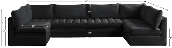 Jacob Velvet / Engineered Wood / Foam Contemporary Black Velvet Modular Sectional - 140" W x 71" D x 32" H