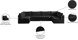 Jacob Velvet / Engineered Wood / Foam Contemporary Black Velvet Modular Sectional - 140" W x 71" D x 32" H