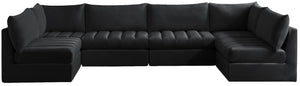Jacob Velvet / Engineered Wood / Foam Contemporary Black Velvet Modular Sectional - 140" W x 71" D x 32" H