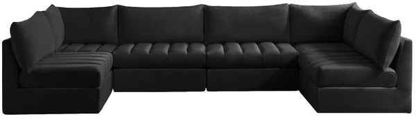 Jacob Velvet / Engineered Wood / Foam Contemporary Black Velvet Modular Sectional - 140" W x 71" D x 32" H
