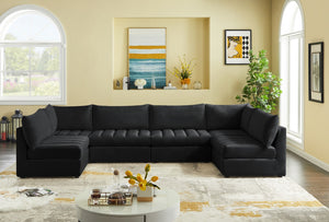 Jacob Velvet / Engineered Wood / Foam Contemporary Black Velvet Modular Sectional - 140" W x 71" D x 32" H