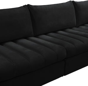 Jacob Velvet / Engineered Wood / Foam Contemporary Black Velvet Modular Sectional - 140" W x 71" D x 32" H