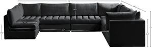 Jacob Velvet / Engineered Wood / Foam Contemporary Black Velvet Modular Sectional - 140" W x 104" D x 32" H