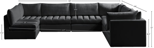 Jacob Velvet / Engineered Wood / Foam Contemporary Black Velvet Modular Sectional - 140" W x 104" D x 32" H
