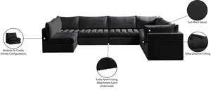 Jacob Velvet / Engineered Wood / Foam Contemporary Black Velvet Modular Sectional - 140" W x 104" D x 32" H