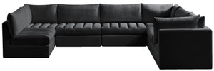 Jacob Velvet / Engineered Wood / Foam Contemporary Black Velvet Modular Sectional - 140" W x 104" D x 32" H