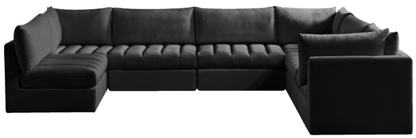 Jacob Velvet / Engineered Wood / Foam Contemporary Black Velvet Modular Sectional - 140" W x 104" D x 32" H