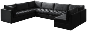 Jacob Velvet / Engineered Wood / Foam Contemporary Black Velvet Modular Sectional - 140" W x 104" D x 32" H