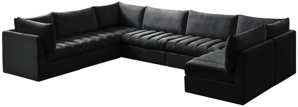 Jacob Velvet / Engineered Wood / Foam Contemporary Black Velvet Modular Sectional - 140" W x 104" D x 32" H