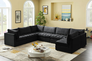 Jacob Velvet / Engineered Wood / Foam Contemporary Black Velvet Modular Sectional - 140" W x 104" D x 32" H