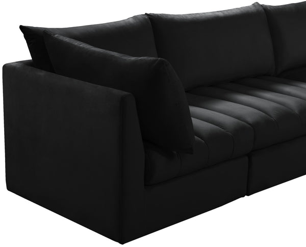 Jacob Velvet / Engineered Wood / Foam Contemporary Black Velvet Modular Sectional - 140" W x 104" D x 32" H