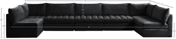 Jacob Velvet / Engineered Wood / Foam Contemporary Black Velvet Modular Sectional - 177" W x 71" D x 32" H