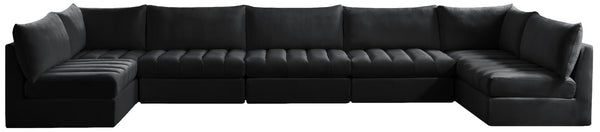 Jacob Velvet / Engineered Wood / Foam Contemporary Black Velvet Modular Sectional - 177" W x 71" D x 32" H