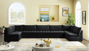 Jacob Velvet / Engineered Wood / Foam Contemporary Black Velvet Modular Sectional - 177" W x 71" D x 32" H