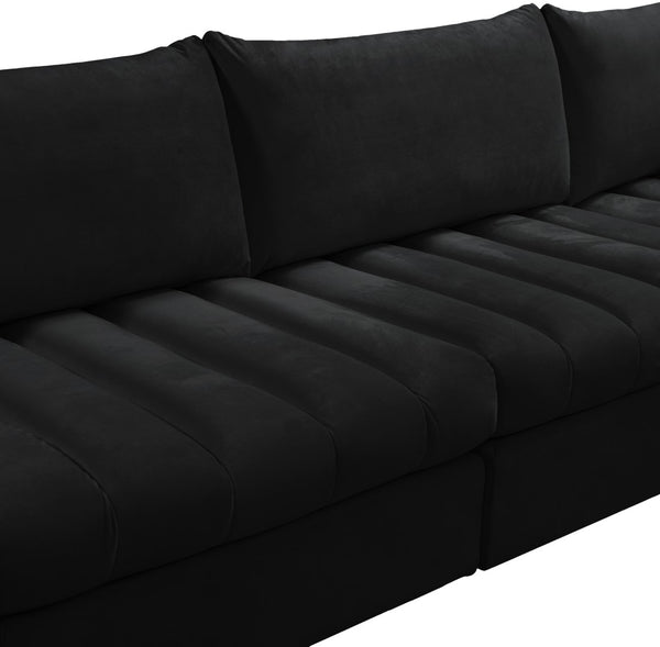 Jacob Velvet / Engineered Wood / Foam Contemporary Black Velvet Modular Sectional - 177" W x 71" D x 32" H