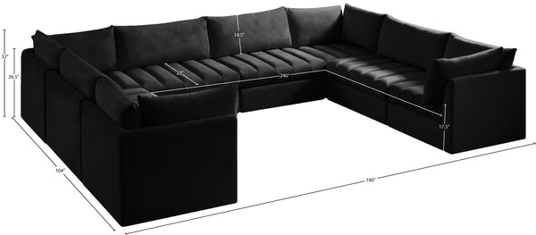 Jacob Velvet / Engineered Wood / Foam Contemporary Black Velvet Modular Sectional - 140" W x 104" D x 32" H