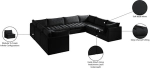 Jacob Velvet / Engineered Wood / Foam Contemporary Black Velvet Modular Sectional - 140" W x 104" D x 32" H