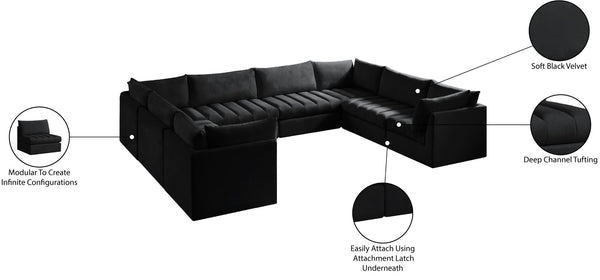 Jacob Velvet / Engineered Wood / Foam Contemporary Black Velvet Modular Sectional - 140" W x 104" D x 32" H