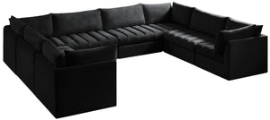 Jacob Velvet / Engineered Wood / Foam Contemporary Black Velvet Modular Sectional - 140" W x 104" D x 32" H