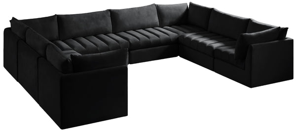 Jacob Velvet / Engineered Wood / Foam Contemporary Black Velvet Modular Sectional - 140" W x 104" D x 32" H