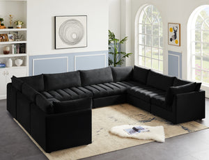Jacob Velvet / Engineered Wood / Foam Contemporary Black Velvet Modular Sectional - 140" W x 104" D x 32" H