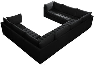 Jacob Velvet / Engineered Wood / Foam Contemporary Black Velvet Modular Sectional - 140" W x 104" D x 32" H