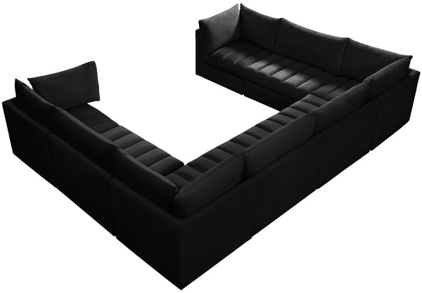 Jacob Velvet / Engineered Wood / Foam Contemporary Black Velvet Modular Sectional - 140" W x 104" D x 32" H