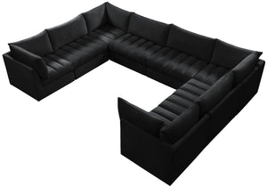 Jacob Velvet / Engineered Wood / Foam Contemporary Black Velvet Modular Sectional - 140" W x 104" D x 32" H
