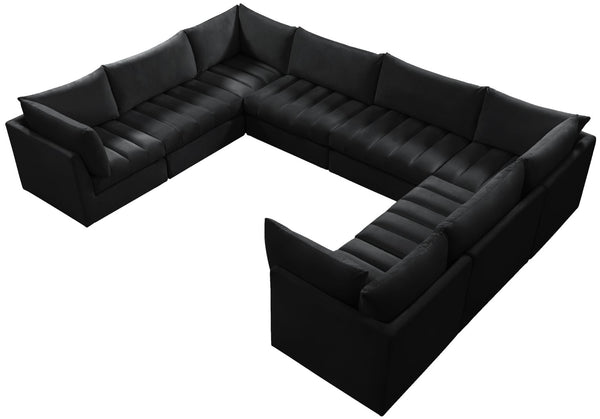 Jacob Velvet / Engineered Wood / Foam Contemporary Black Velvet Modular Sectional - 140" W x 104" D x 32" H