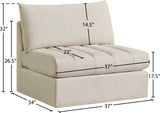 Jacob Velvet / Engineered Wood / Foam Contemporary Cream Velvet Armless - 37" W x 34" D x 32" H