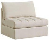 Jacob Velvet / Engineered Wood / Foam Contemporary Cream Velvet Armless - 37" W x 34" D x 32" H