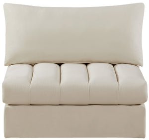 Jacob Velvet / Engineered Wood / Foam Contemporary Cream Velvet Armless - 37" W x 34" D x 32" H