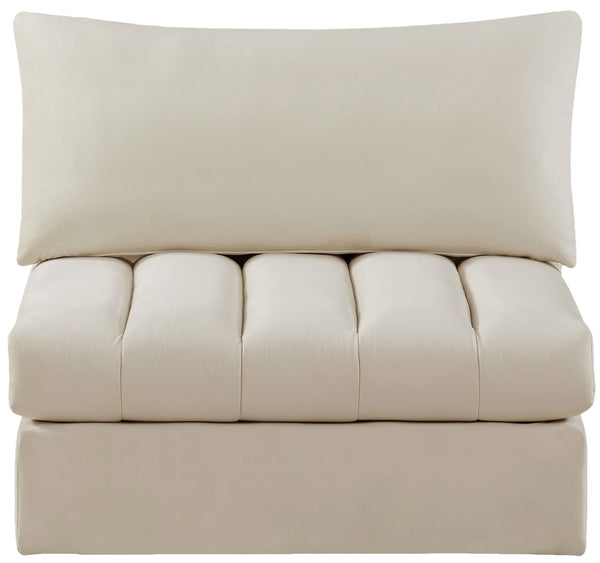 Jacob Velvet / Engineered Wood / Foam Contemporary Cream Velvet Armless - 37" W x 34" D x 32" H
