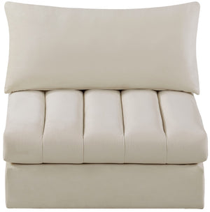 Jacob Velvet / Engineered Wood / Foam Contemporary Cream Velvet Armless - 37" W x 34" D x 32" H