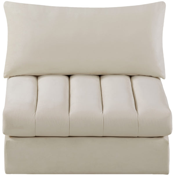 Jacob Velvet / Engineered Wood / Foam Contemporary Cream Velvet Armless - 37" W x 34" D x 32" H