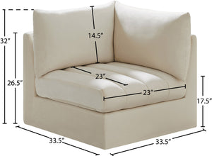 Jacob Velvet / Engineered Wood / Foam Contemporary Cream Velvet Corner - 33" W x 34" D x 32" H